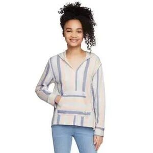 Roxy Youth Girls Baja Hoodie Striped Pullover Sweatshirt Size XL (18/20) NWT